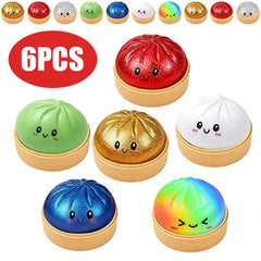 Colorful Dumpling Squishy Anti-stress Squeeze Balls Blind Box  Steamed Stuffed Bun Super Soft Slow Rebound Adults Birthday Gifts
