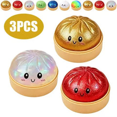 Colorful Dumpling Squishy Anti-stress Squeeze Balls Blind Box  Steamed Stuffed Bun Super Soft Slow Rebound Adults Birthday Gifts