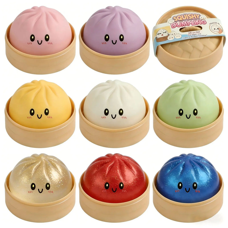 Giant Squishies Glitter Dumpling Stress Ball Slow Rising Fidget Toy for Home Office Travel - Stress Relief Dumpling Bun Toy
