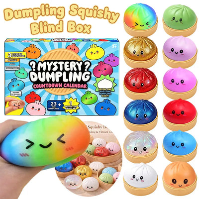 Colorful Dumpling Squishy Anti-stress Squeeze Balls Blind Box  Steamed Stuffed Bun Super Soft Slow Rebound Adults Birthday Gifts