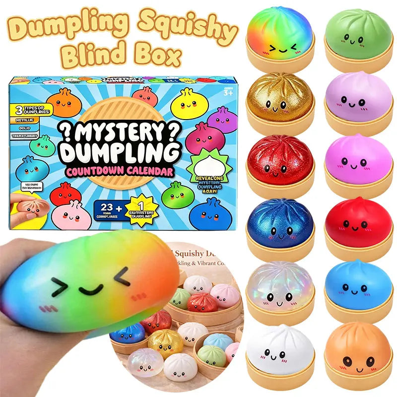 Colorful Dumpling Squishy Anti-stress Squeeze Balls Blind Box  Steamed Stuffed Bun Super Soft Slow Rebound Adults Birthday Gifts