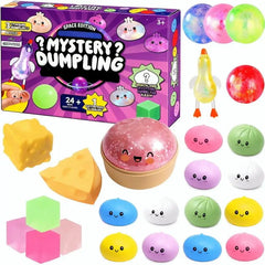 Colorful Dumpling Squishy Anti-stress Squeeze Balls Blind Box  Steamed Stuffed Bun Super Soft Slow Rebound Adults Birthday Gifts