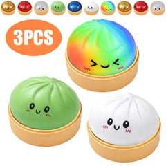 Colorful Dumpling Squishy Anti-stress Squeeze Balls Blind Box  Steamed Stuffed Bun Super Soft Slow Rebound Adults Birthday Gifts