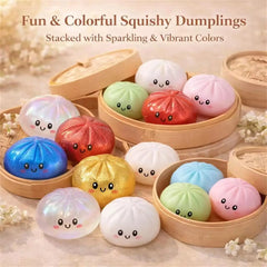 Colorful Dumpling Squishy Anti-stress Squeeze Balls Blind Box  Steamed Stuffed Bun Super Soft Slow Rebound Adults Birthday Gifts