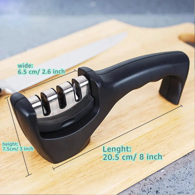 3-Stage Pull-Through Kitchen Knife Sharpener